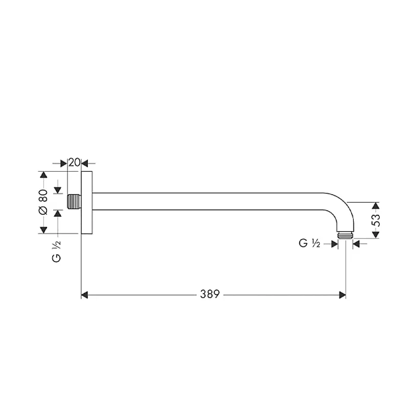 shower ruka za gornji tuš 389 mm brušena crna hrom 27413340 Hansgrohe