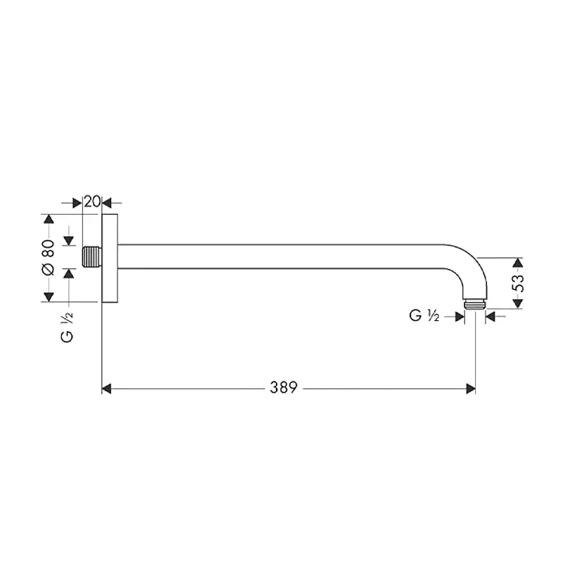 shower ruka za gornji tuš crna 389 mm crna mat 27413670 Hansgrohe