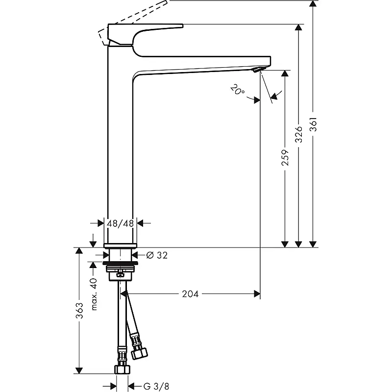 Metropol 260 visoka slavina za lavabo crna mat 32512670 Hansgrohe