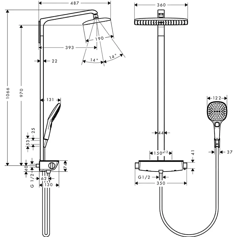 Raindance Select 360 showerpipe bela/ bela/hrom 27112400 Hansgrohe