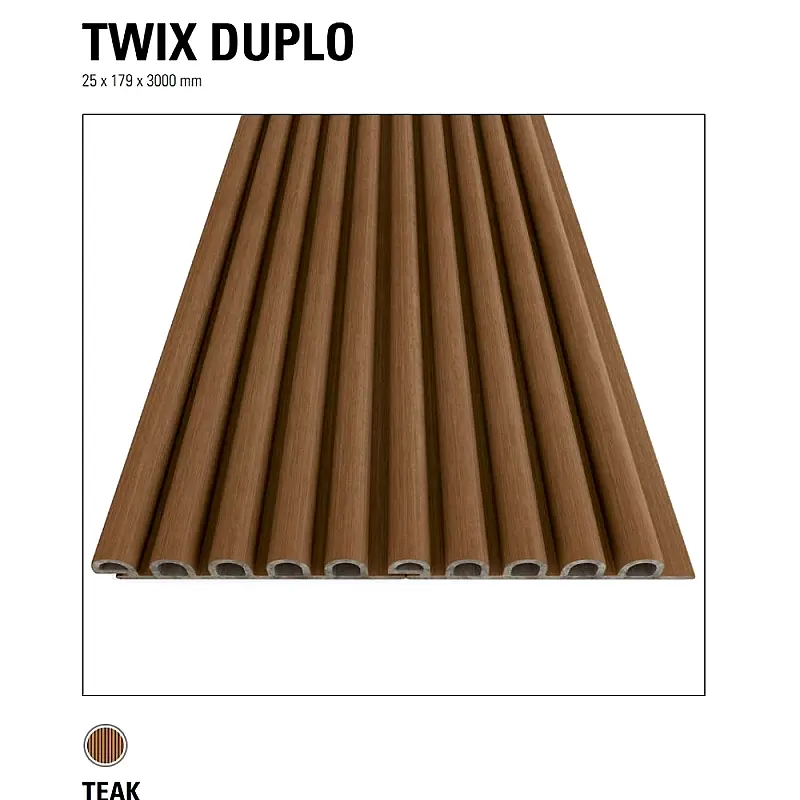 Modul Duplo TWIX fasadna i zidna obloga 25x197x3000mm, Teak, Ultrashield