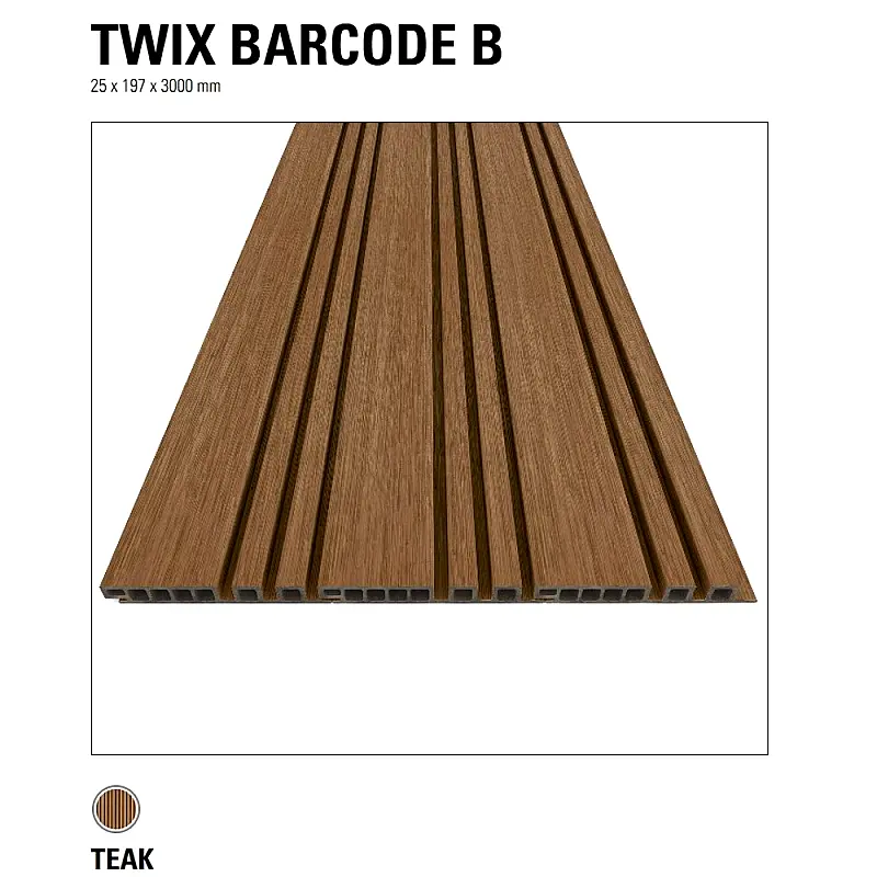 Modul B TWIX barkod fasadna i zidna obloga 25x197x3000mm, Teak, Ultrashield