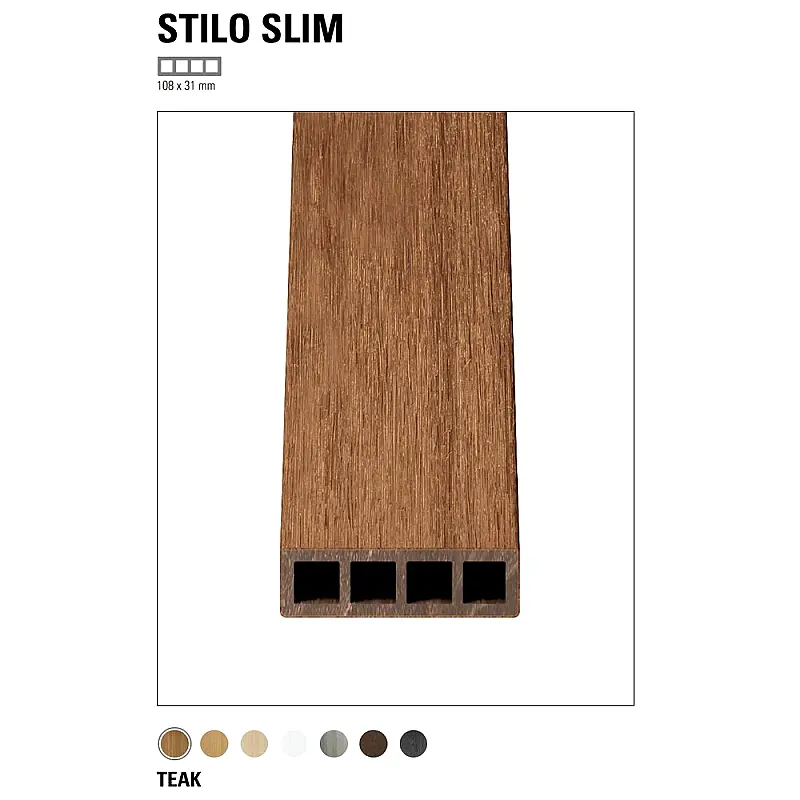 Fasadne letvice, Drvena zaštita od sunca 108×31 mm Frangisole Slim Teak, Deco